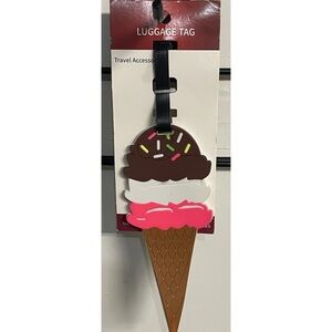Ice Cream Cone Luggage Tag Silicone 7" x 2.5" Travel New